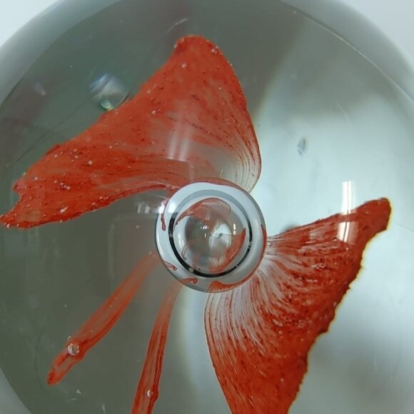 Vintage Red Butterfly Bubble Art Glass Handmade Paperweights - Read, Home Decor - Picture 4 of 9